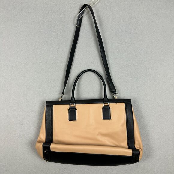 Kate Spade Hudson Street Kellan Shoulder Satchel Bag Leather Tan Black Large - Picture 2 of 10